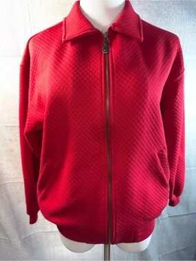 47A-Pacer Quilted Red Zip-Front Women's Bomber Jacket